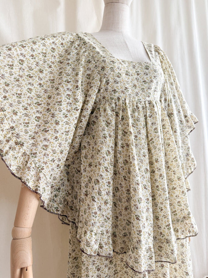 Precious Heavenly Rare 1970s Cotton Maxi Dress by Travers Tempos