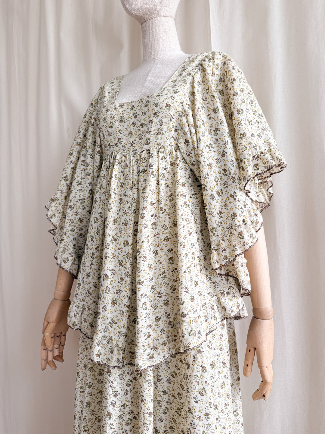 Precious Heavenly Rare 1970s Cotton Maxi Dress by Travers Tempos