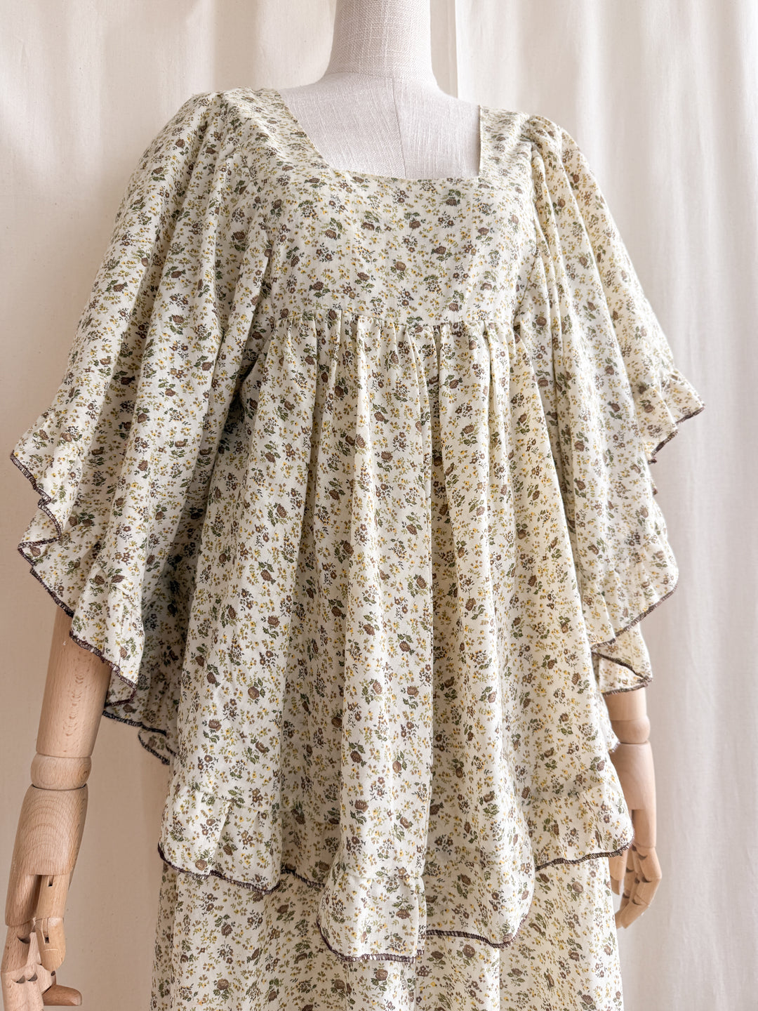 Precious Heavenly Rare 1970s Cotton Maxi Dress by Travers Tempos