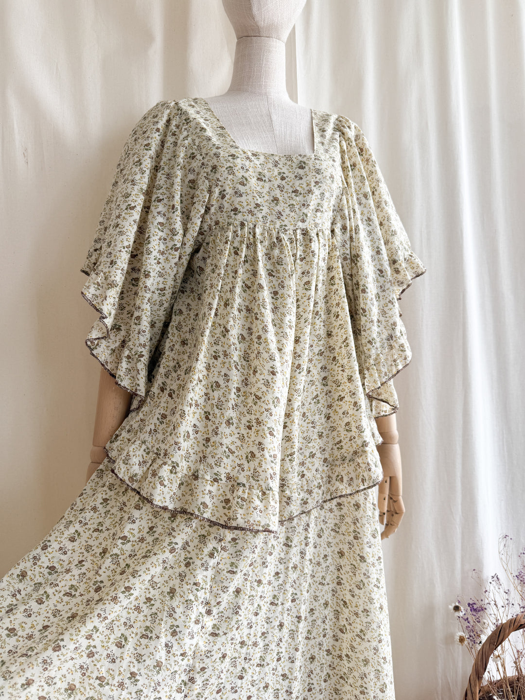 Precious Heavenly Rare 1970s Cotton Maxi Dress by Travers Tempos
