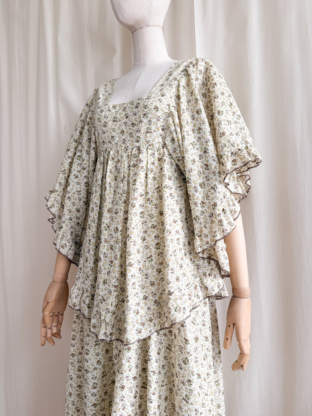 Precious Heavenly Rare 1970s Cotton Maxi Dress by Travers Tempos
