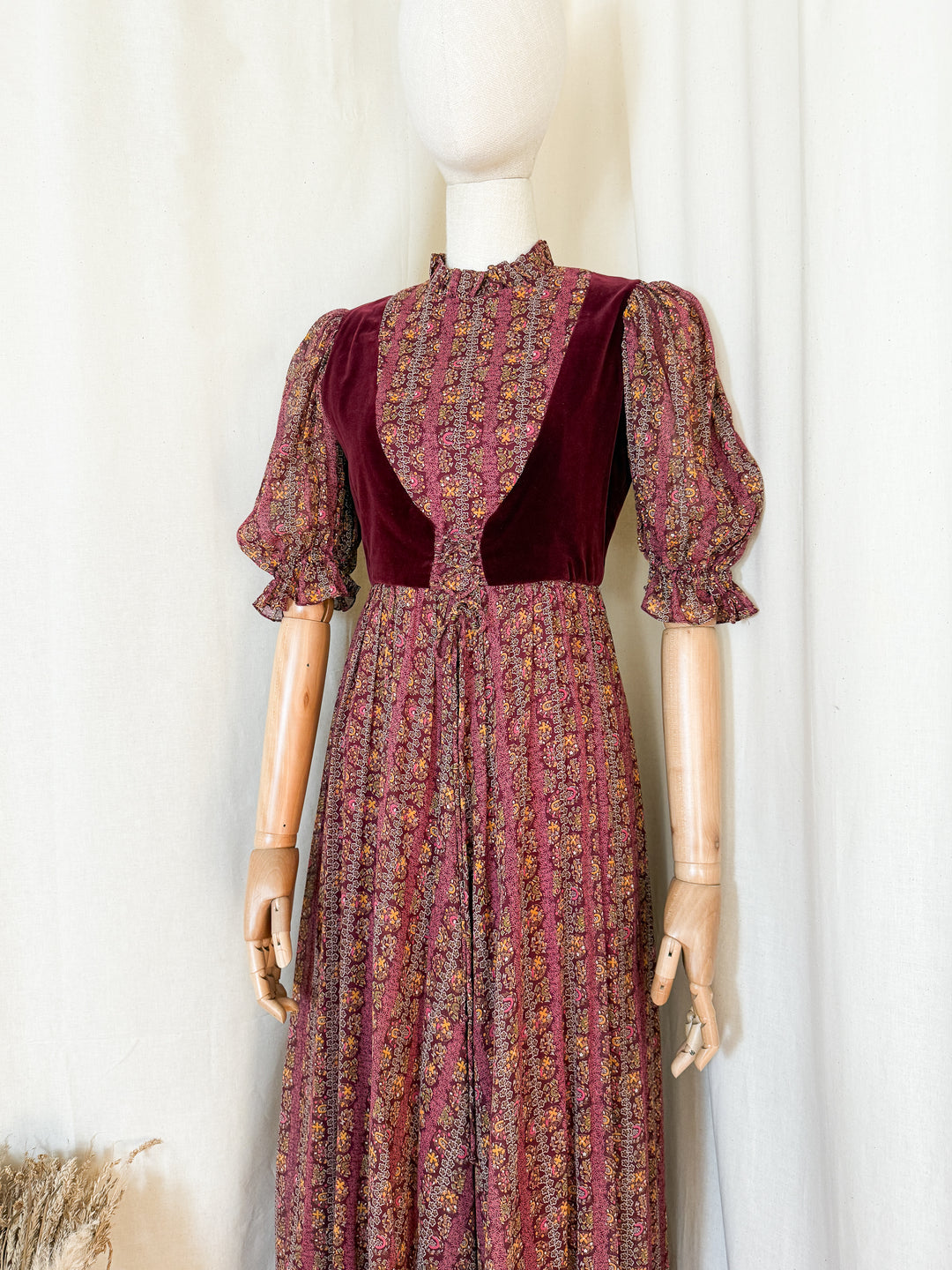 Heavenly Sublime Holy Grail Rare Marcel Fenez Velvet Bodice Cotton Maxi Dress