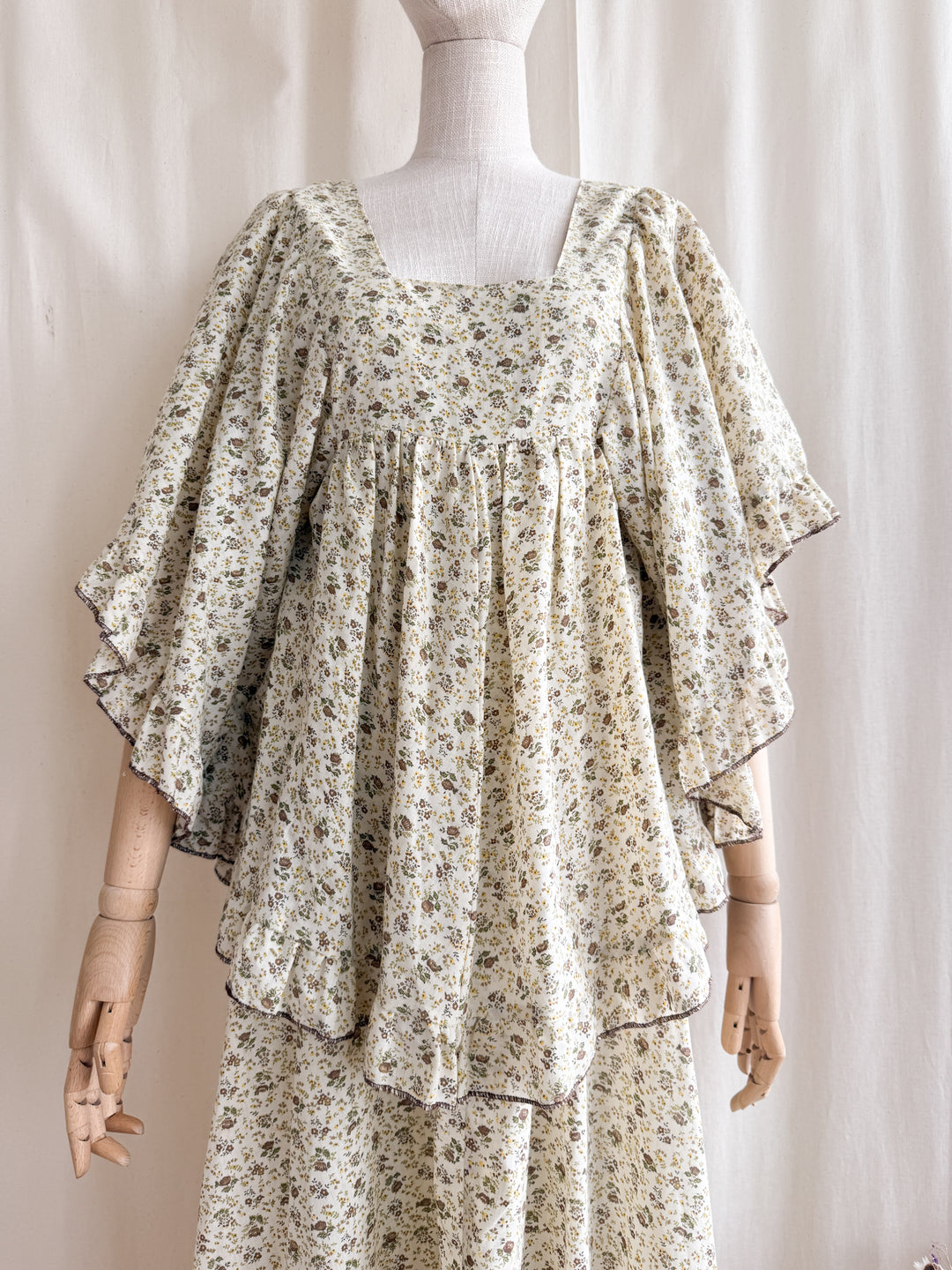 Precious Heavenly Rare 1970s Cotton Maxi Dress by Travers Tempos
