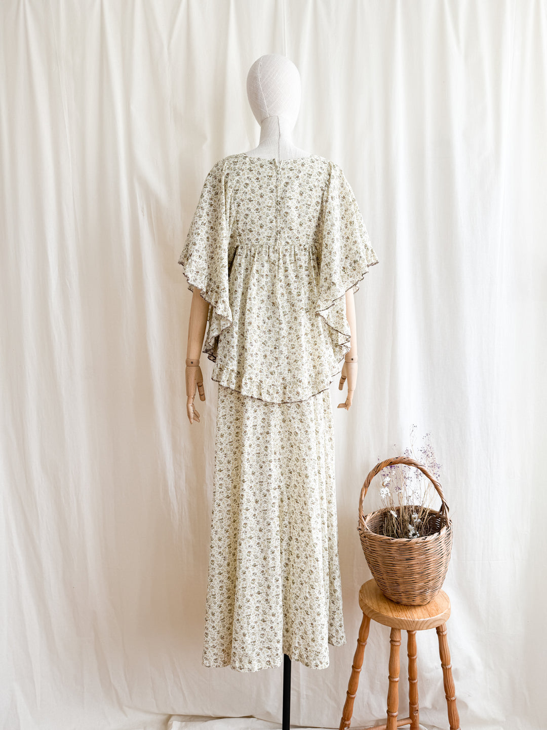 Precious Heavenly Rare 1970s Cotton Maxi Dress by Travers Tempos