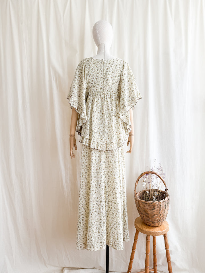 Precious Heavenly Rare 1970s Cotton Maxi Dress by Travers Tempos