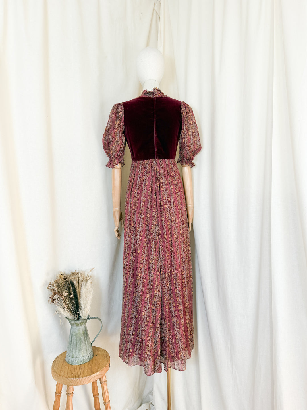 Heavenly Sublime Holy Grail Rare Marcel Fenez Velvet Bodice Cotton Maxi Dress