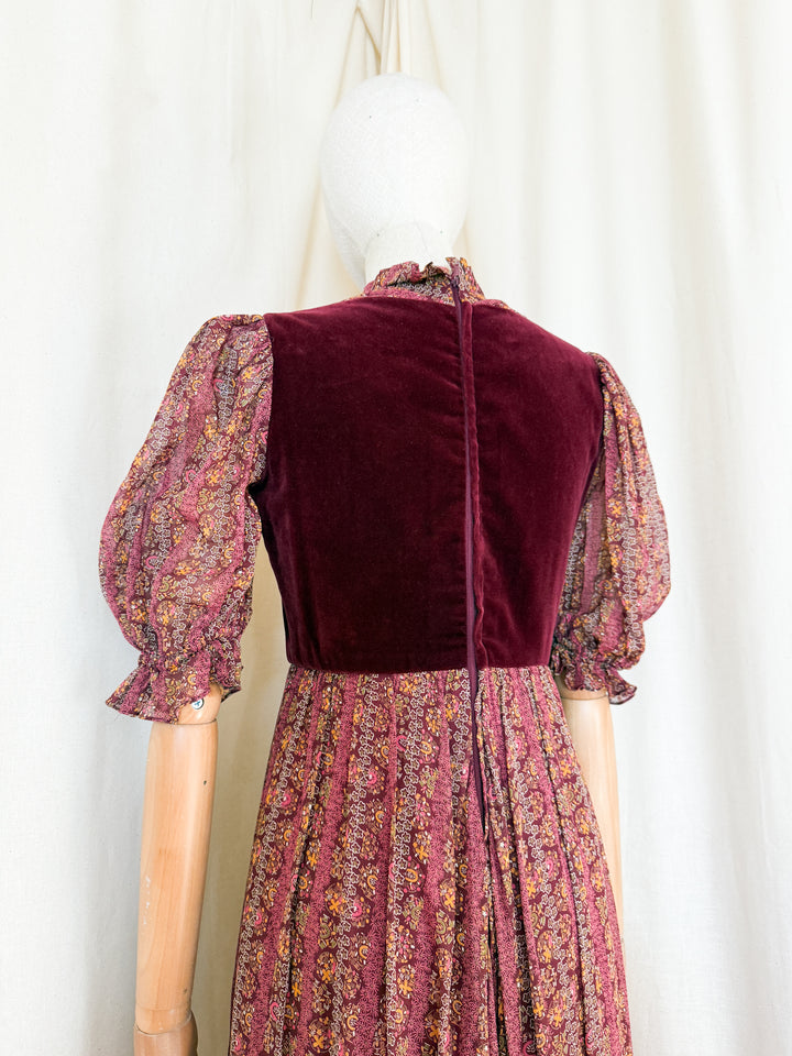 Heavenly Sublime Holy Grail Rare Marcel Fenez Velvet Bodice Cotton Maxi Dress