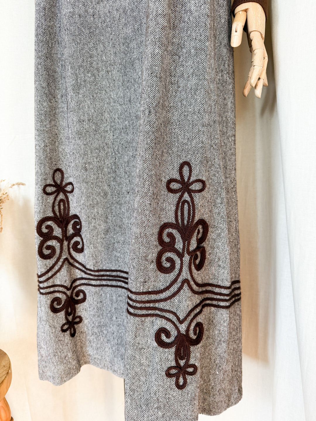 Gorgeous 70s Wool Tweed Pinafore Maxi Dress