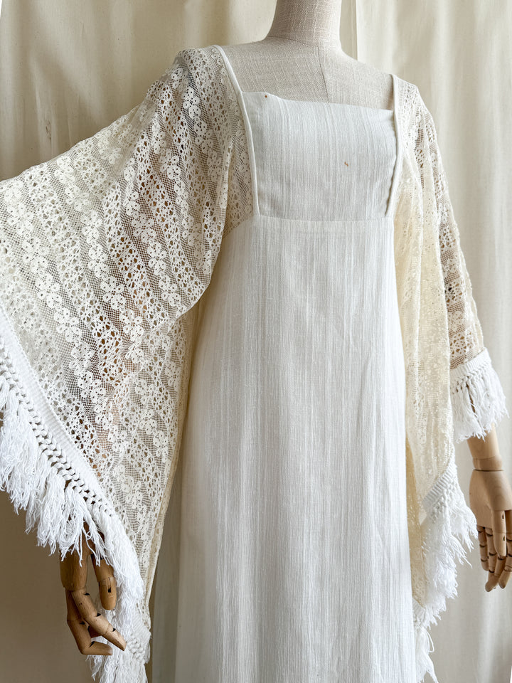 Angelic Holy Grail 70s Rare Angel Sleeve Natural Cotton Maxi Dress by Miss K