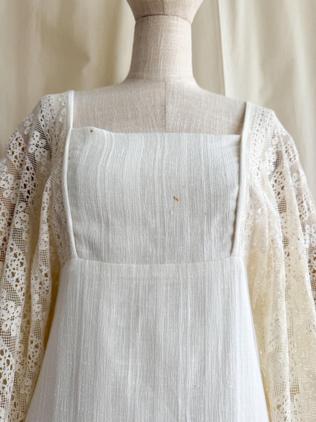 Angelic Holy Grail 70s Rare Angel Sleeve Natural Cotton Maxi Dress by Miss K