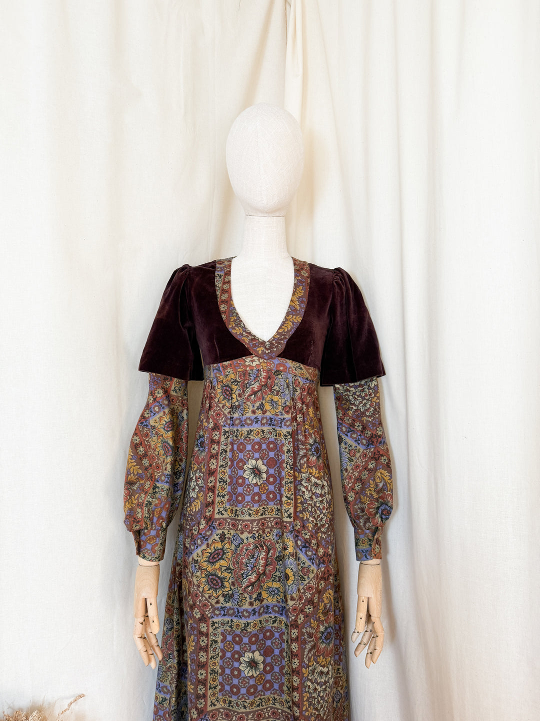 Beautiful Rare 70s Velvet and Wool Wallis Maxi Dress