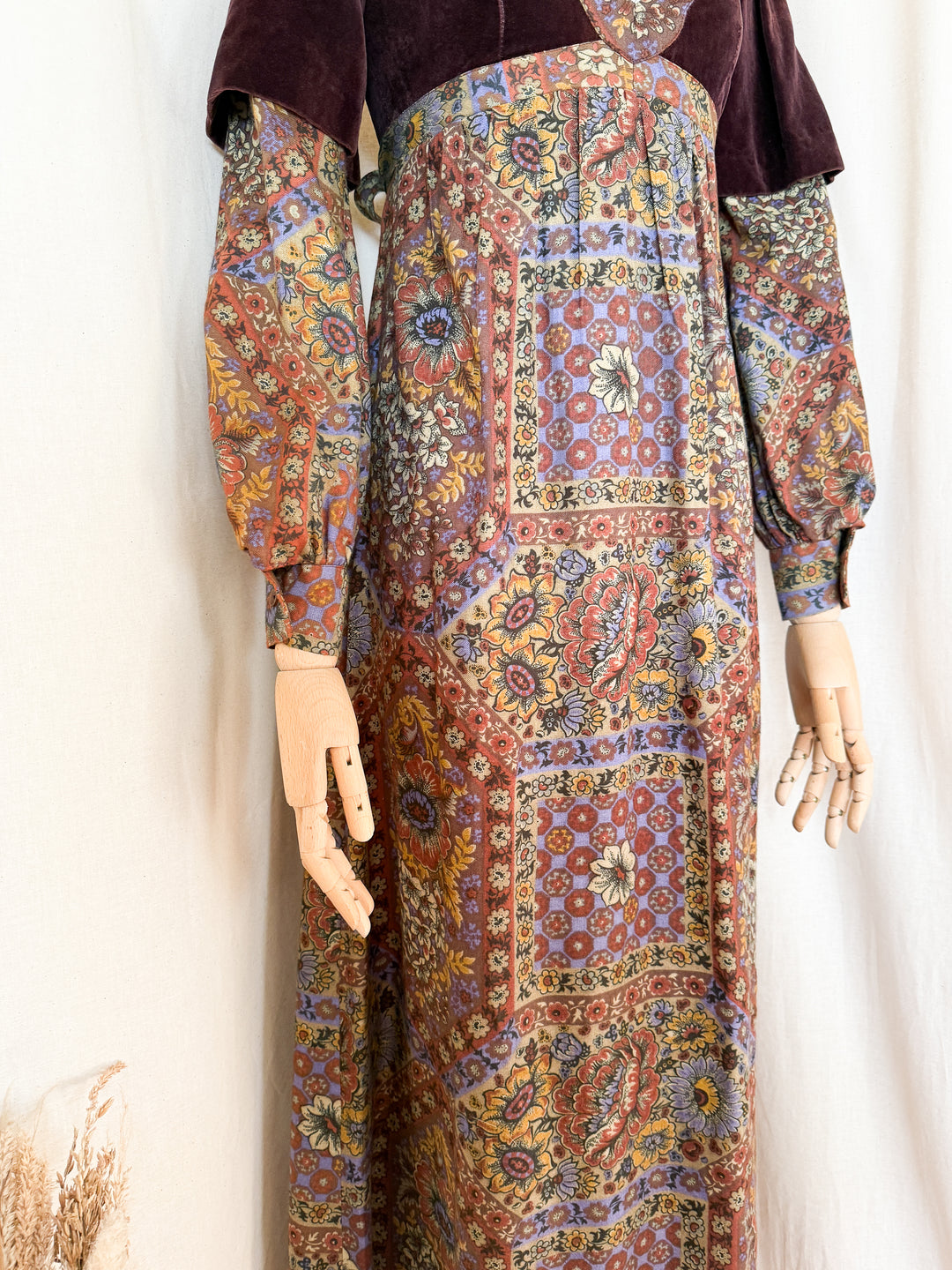Beautiful Rare 70s Velvet and Wool Wallis Maxi Dress