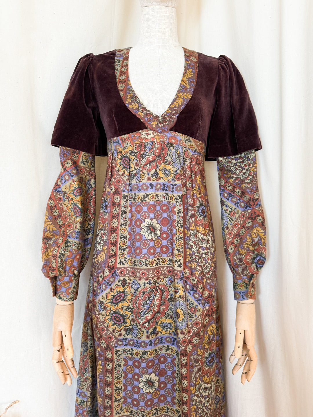 Beautiful Rare 70s Velvet and Wool Wallis Maxi Dress