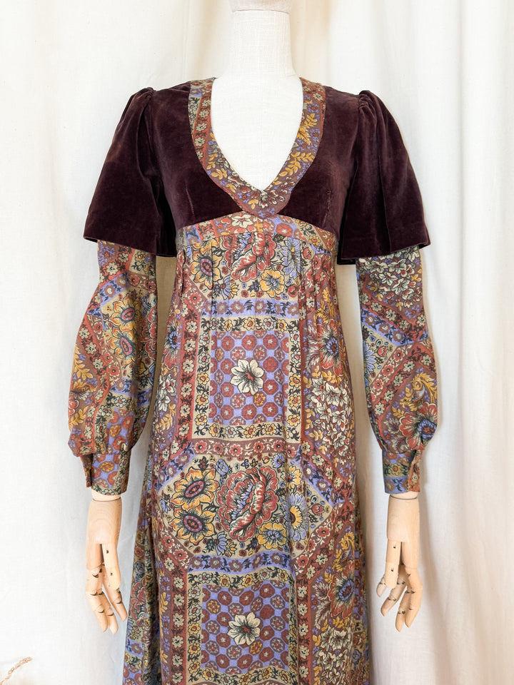 Beautiful Rare 70s Velvet and Wool Wallis Maxi Dress