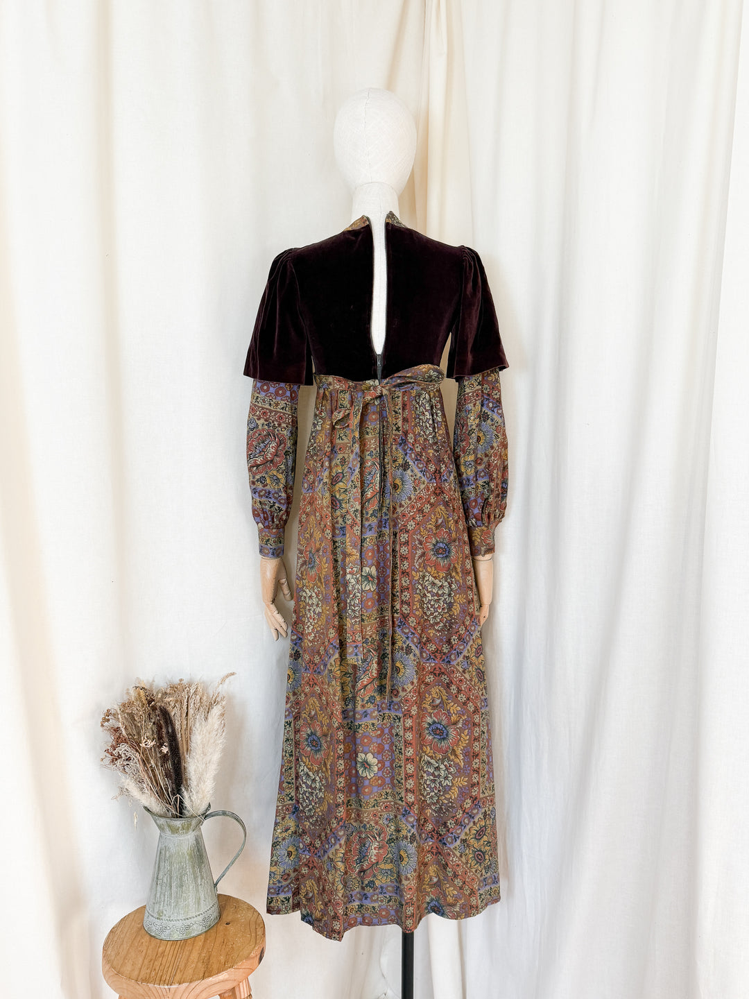 Beautiful Rare 70s Velvet and Wool Wallis Maxi Dress