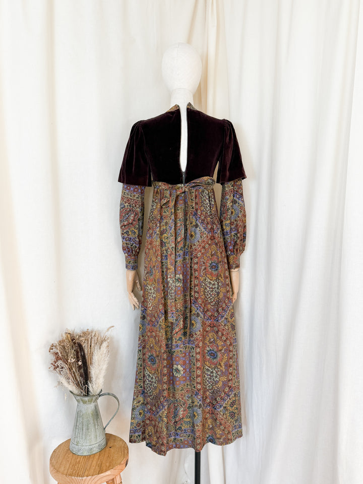 Beautiful Rare 70s Velvet and Wool Wallis Maxi Dress