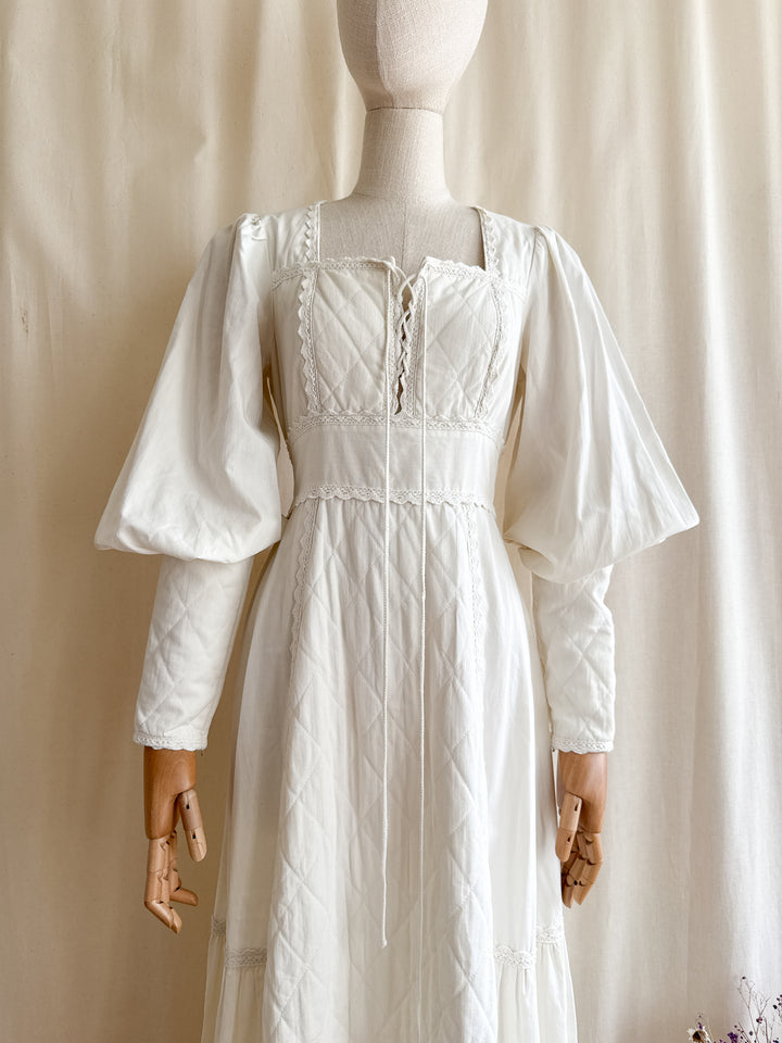 Beautiful Precious 70s Holy Grail Rare Calico Cotton Corset Bust Maxi Dress by Gunne Sax