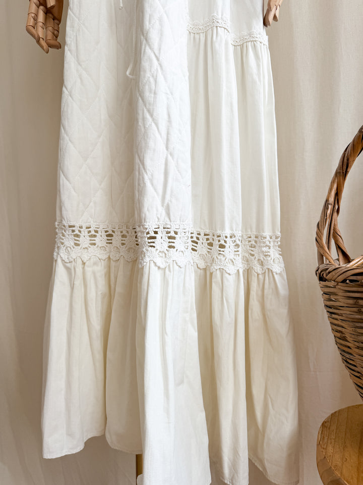 Beautiful Precious 70s Holy Grail Rare Calico Cotton Corset Bust Maxi Dress by Gunne Sax