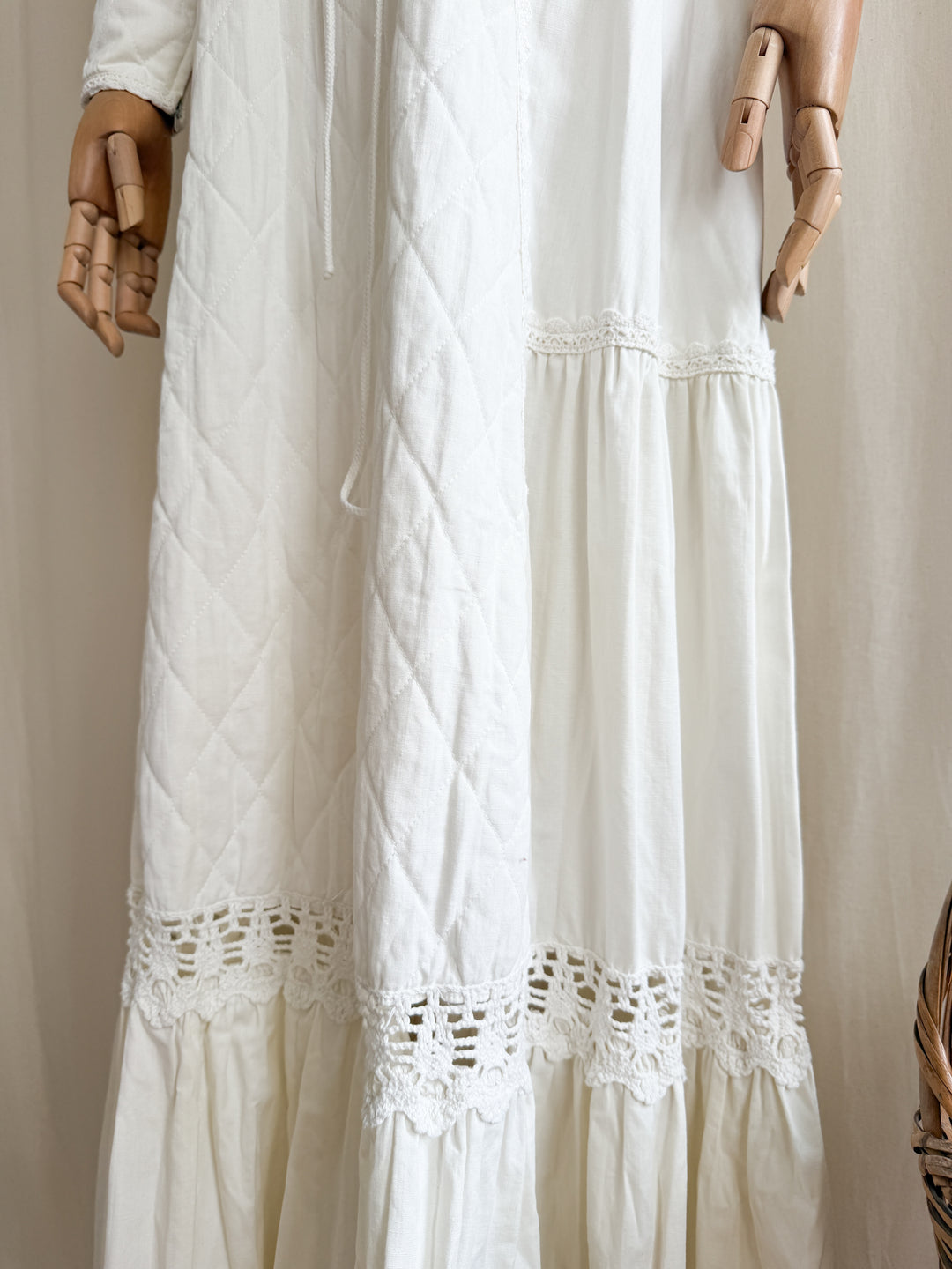 Beautiful Precious 70s Holy Grail Rare Calico Cotton Corset Bust Maxi Dress by Gunne Sax