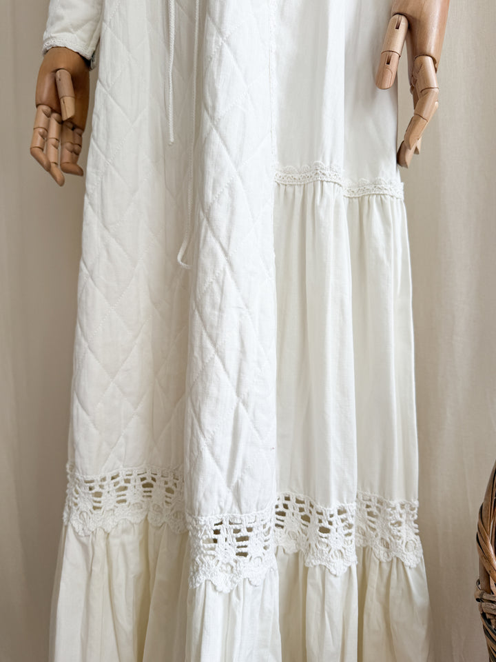 Beautiful Precious 70s Holy Grail Rare Calico Cotton Corset Bust Maxi Dress by Gunne Sax