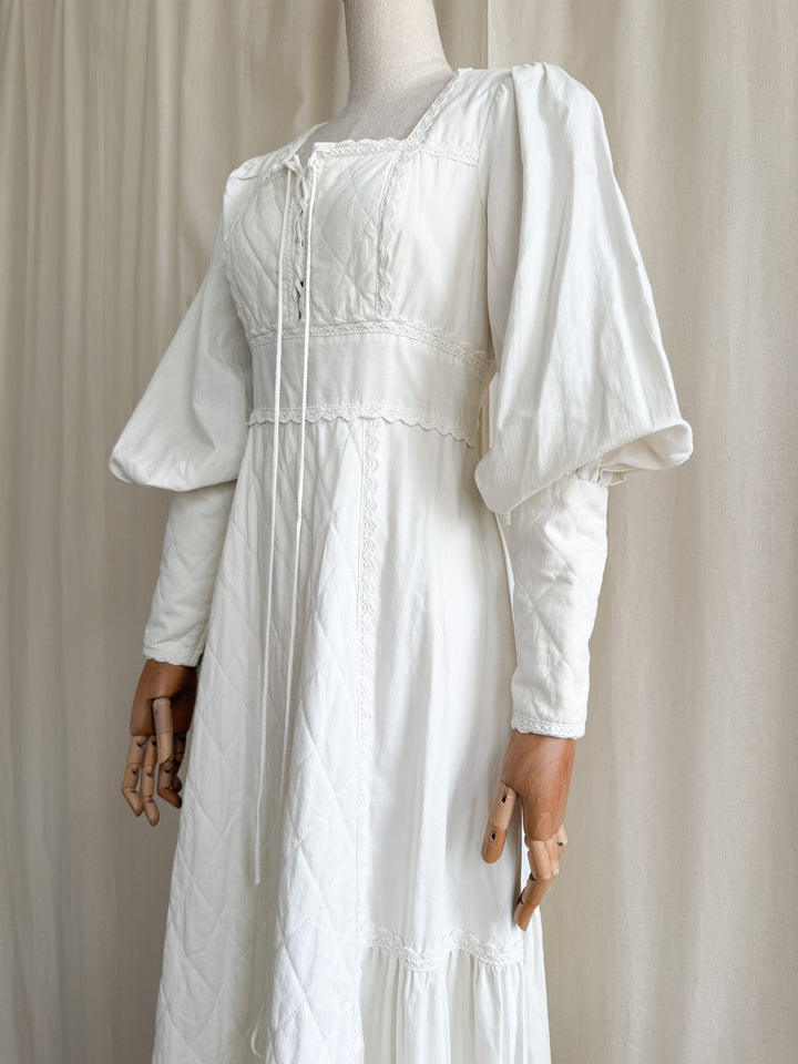 Beautiful Precious 70s Holy Grail Rare Calico Cotton Corset Bust Maxi Dress by Gunne Sax