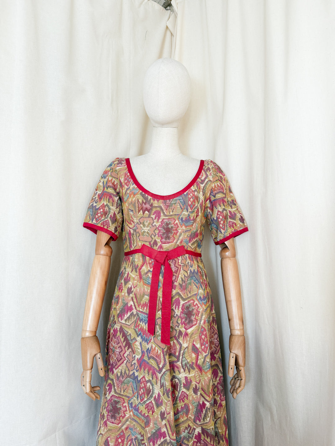 Divine Holy Grail Rare Early 70s Marcel Fenez Heavy Tapestry Cotton Maxi Dress