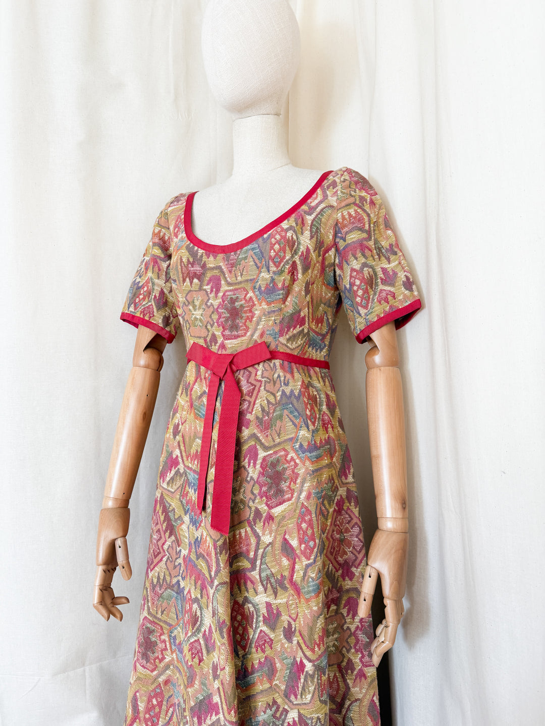 Divine Holy Grail Rare Early 70s Marcel Fenez Heavy Tapestry Cotton Maxi Dress