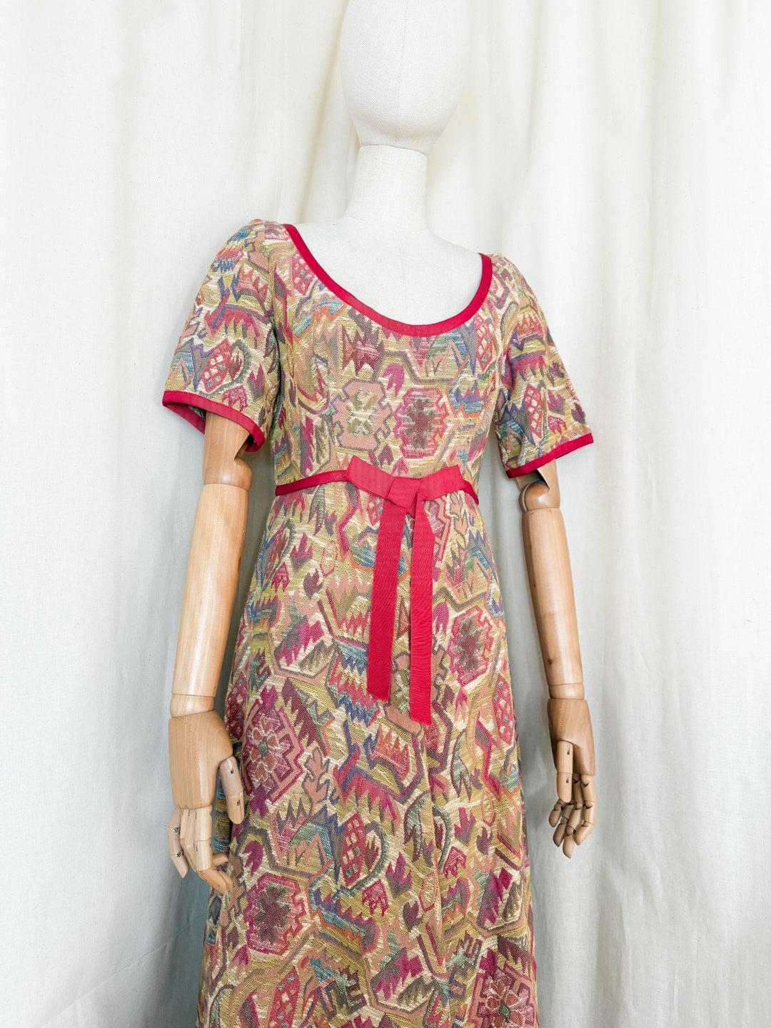 Divine Holy Grail Rare Early 70s Marcel Fenez Heavy Tapestry Cotton Maxi Dress