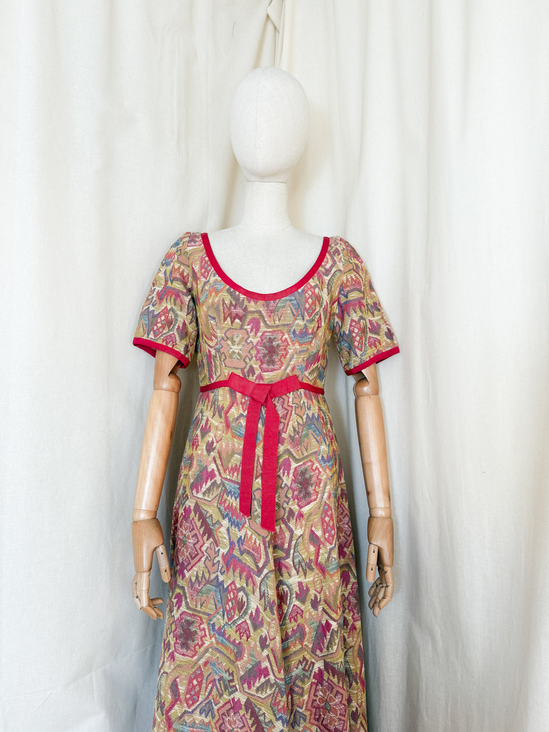 Divine Holy Grail Rare Early 70s Marcel Fenez Heavy Tapestry Cotton Maxi Dress
