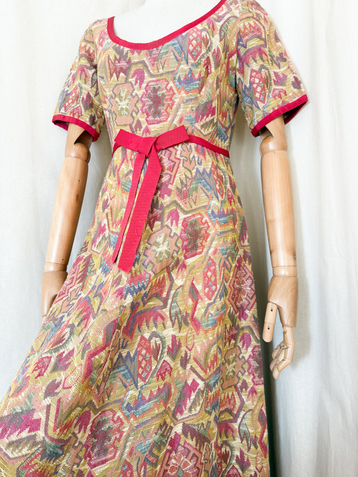 Divine Holy Grail Rare Early 70s Marcel Fenez Heavy Tapestry Cotton Maxi Dress