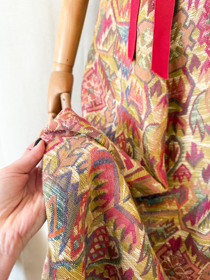 Divine Holy Grail Rare Early 70s Marcel Fenez Heavy Tapestry Cotton Maxi Dress