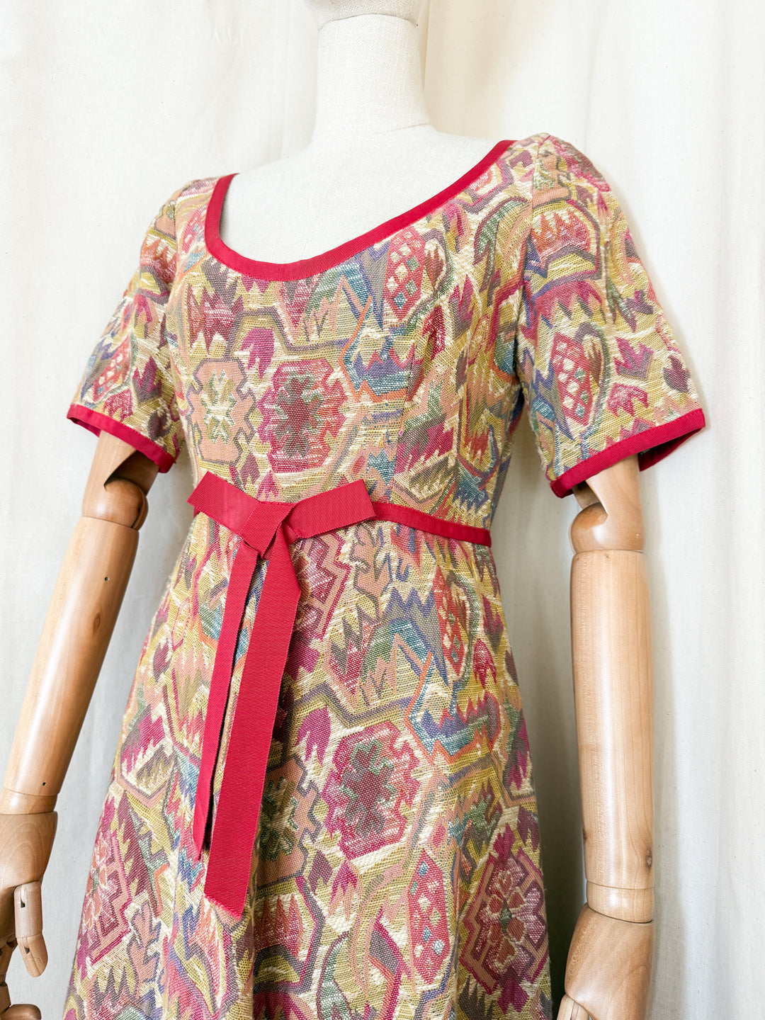 Divine Holy Grail Rare Early 70s Marcel Fenez Heavy Tapestry Cotton Maxi Dress