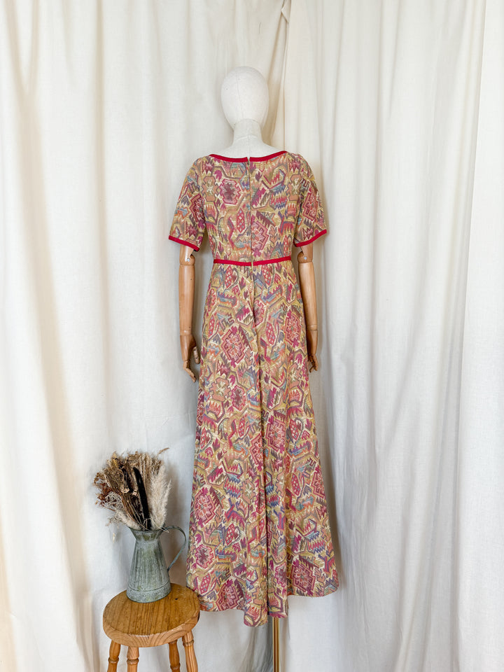Divine Holy Grail Rare Early 70s Marcel Fenez Heavy Tapestry Cotton Maxi Dress