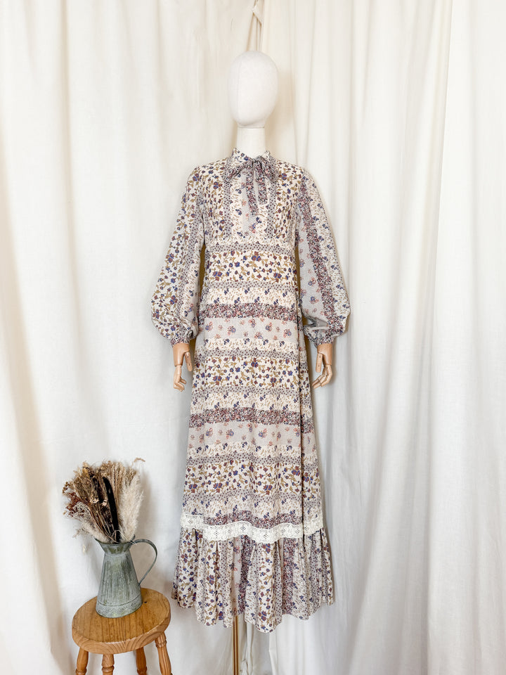 Stunning 70s Miss Parisienne Cotton Maxi Dress