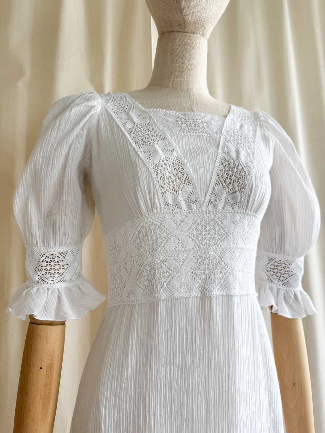 Ethereal Rare 70s Soft Cotton Cheesecloth Bohemian Maxi Dress