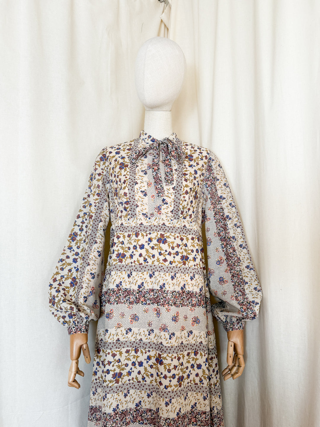 Stunning 70s Miss Parisienne Cotton Maxi Dress