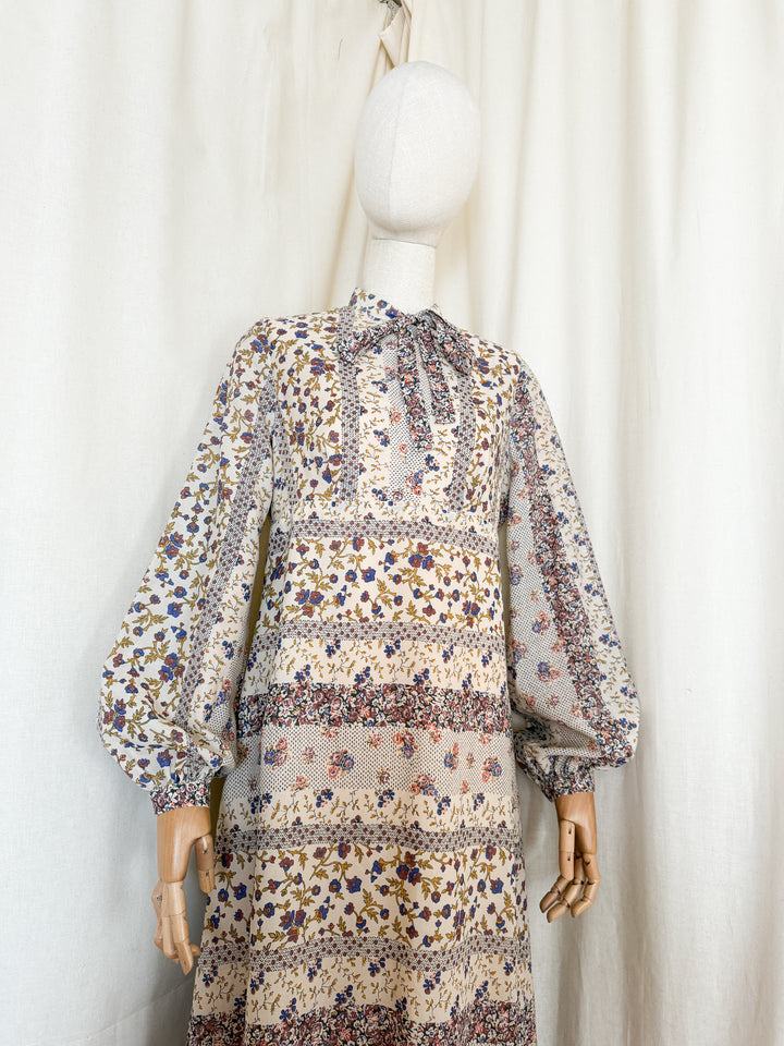 Stunning 70s Miss Parisienne Cotton Maxi Dress