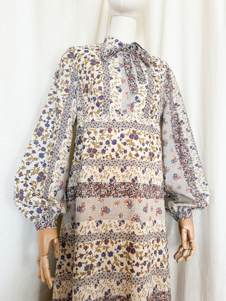 Stunning 70s Miss Parisienne Cotton Maxi Dress