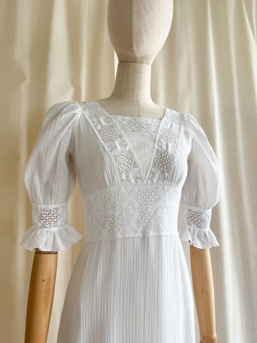Ethereal Rare 70s Soft Cotton Cheesecloth Bohemian Maxi Dress