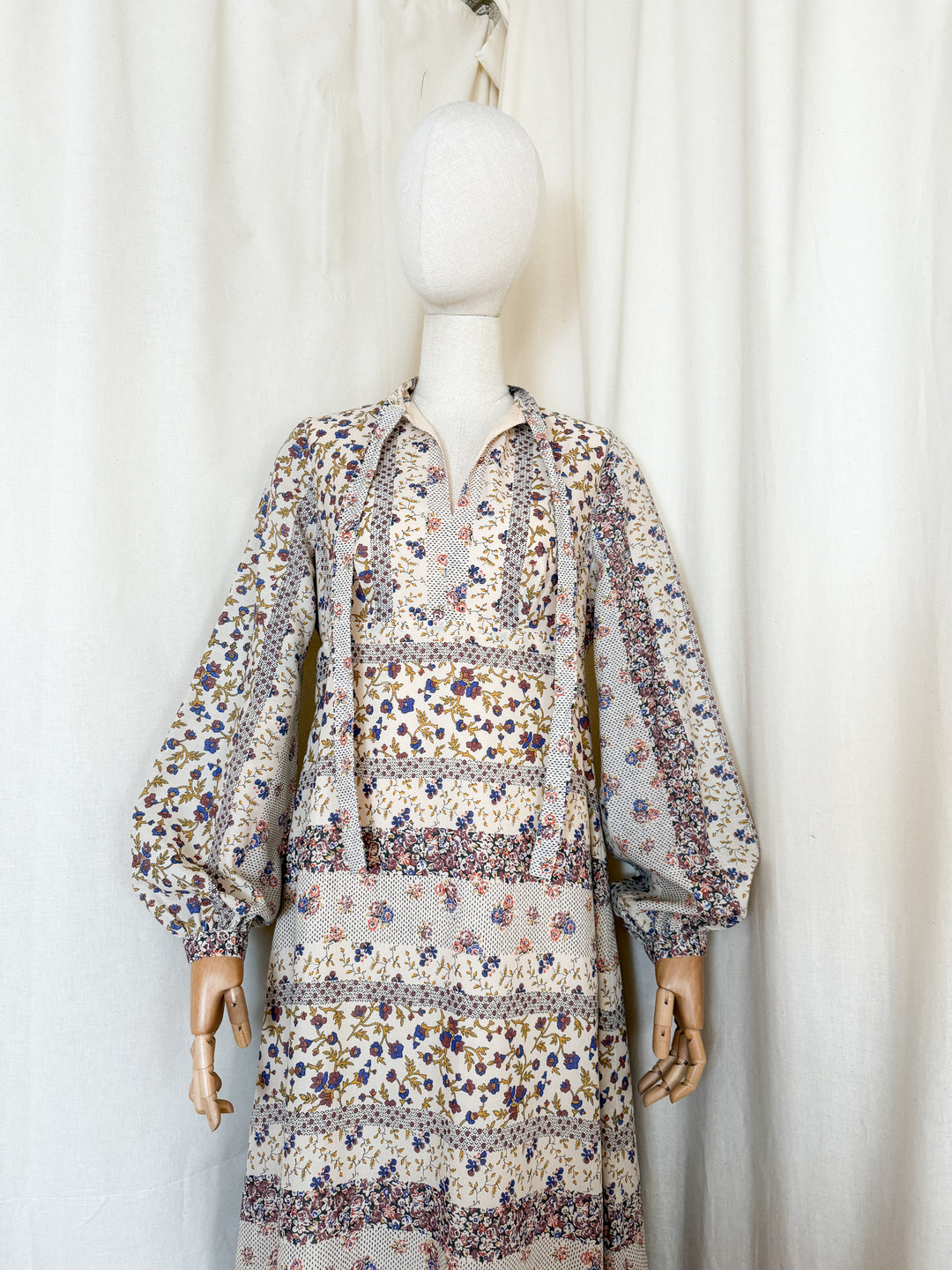 Stunning 70s Miss Parisienne Cotton Maxi Dress