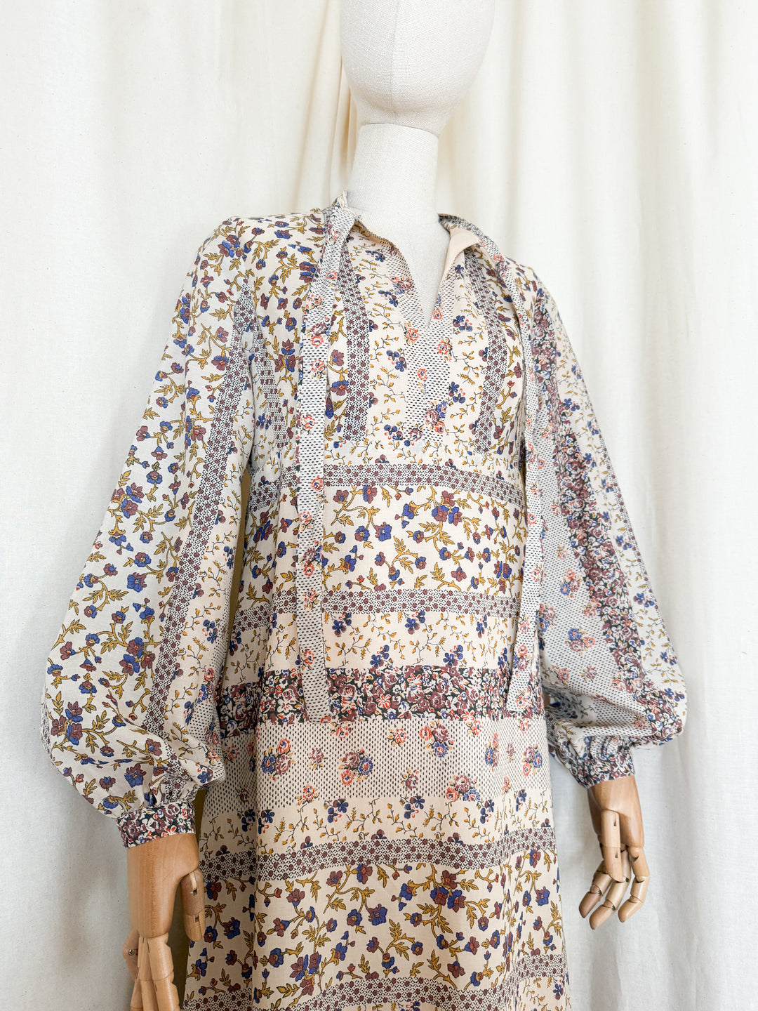 Stunning 70s Miss Parisienne Cotton Maxi Dress