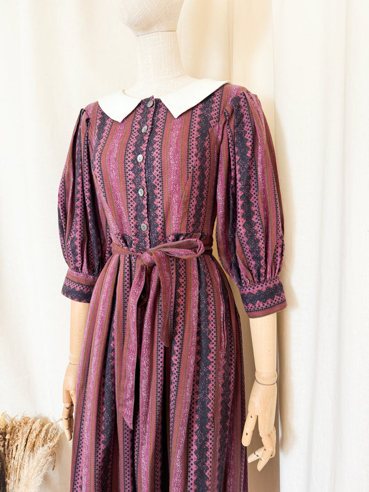 Magical Rare Early 80s Laura Ashley Cotton Puff Sleeve Midi Dress
