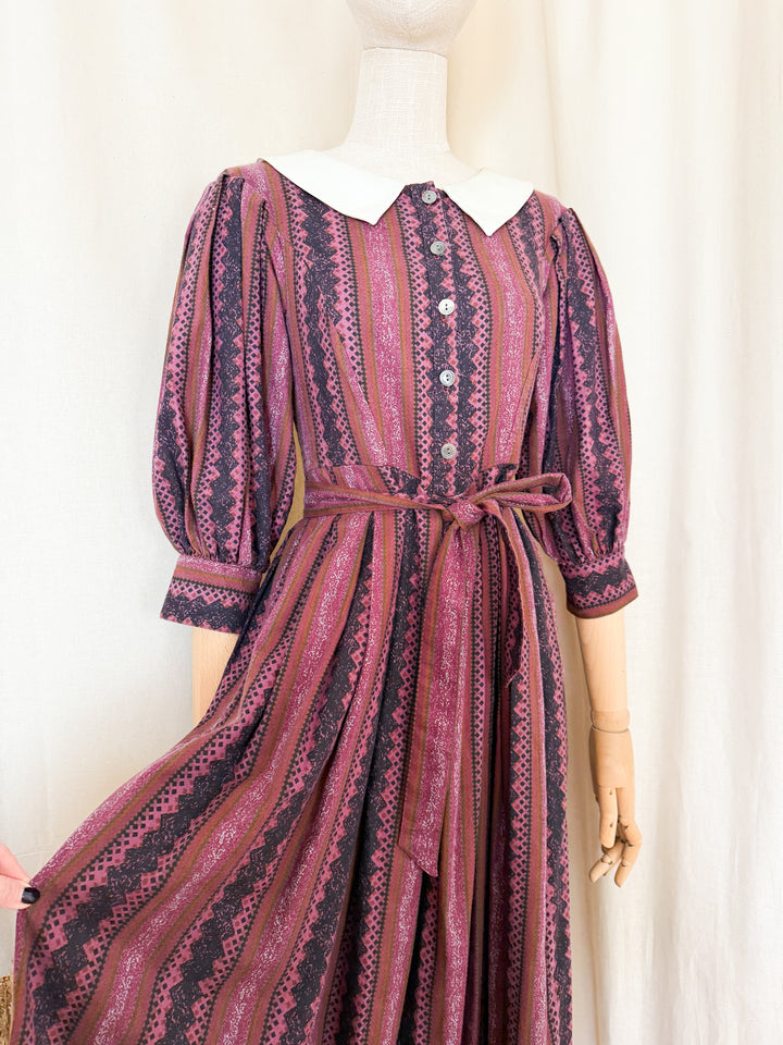 Magical Rare Early 80s Laura Ashley Cotton Puff Sleeve Midi Dress