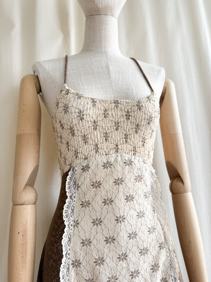 Precious Rare 70s Bohemian Soft Raw Cotton Shirred Maxi Dress by Jody T