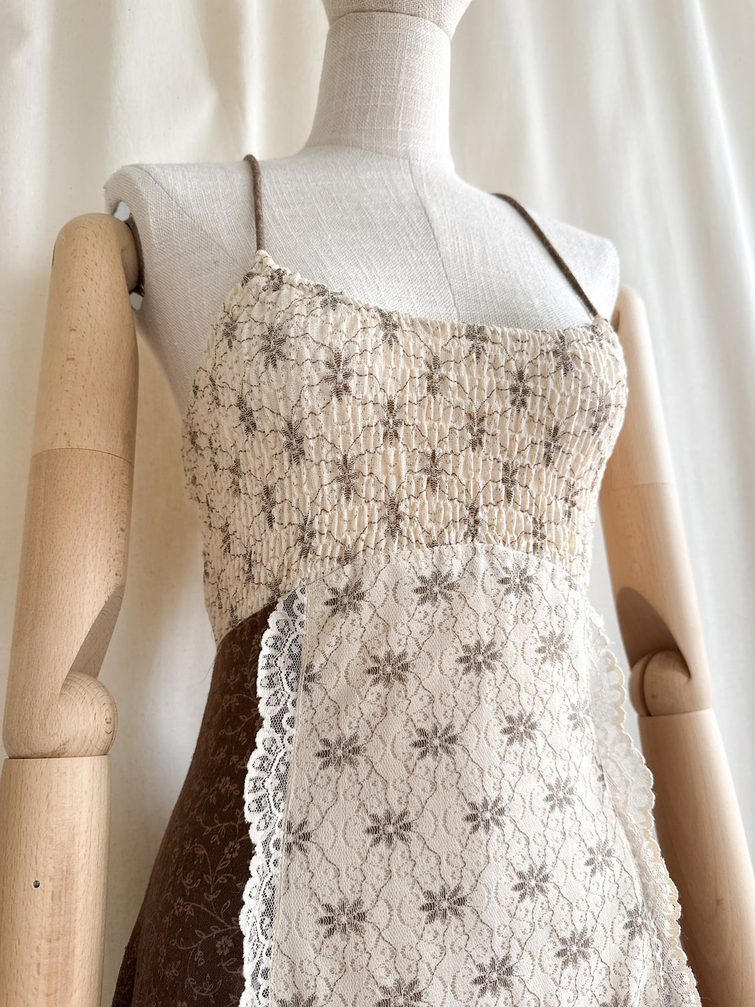 Precious Rare 70s Bohemian Soft Raw Cotton Shirred Maxi Dress by Jody T