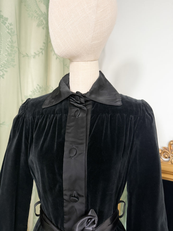 BLACK CAT ~ INSANE HOLY GRAIL RARE 1970S JEAN VARON VELVET MAXI DRESS