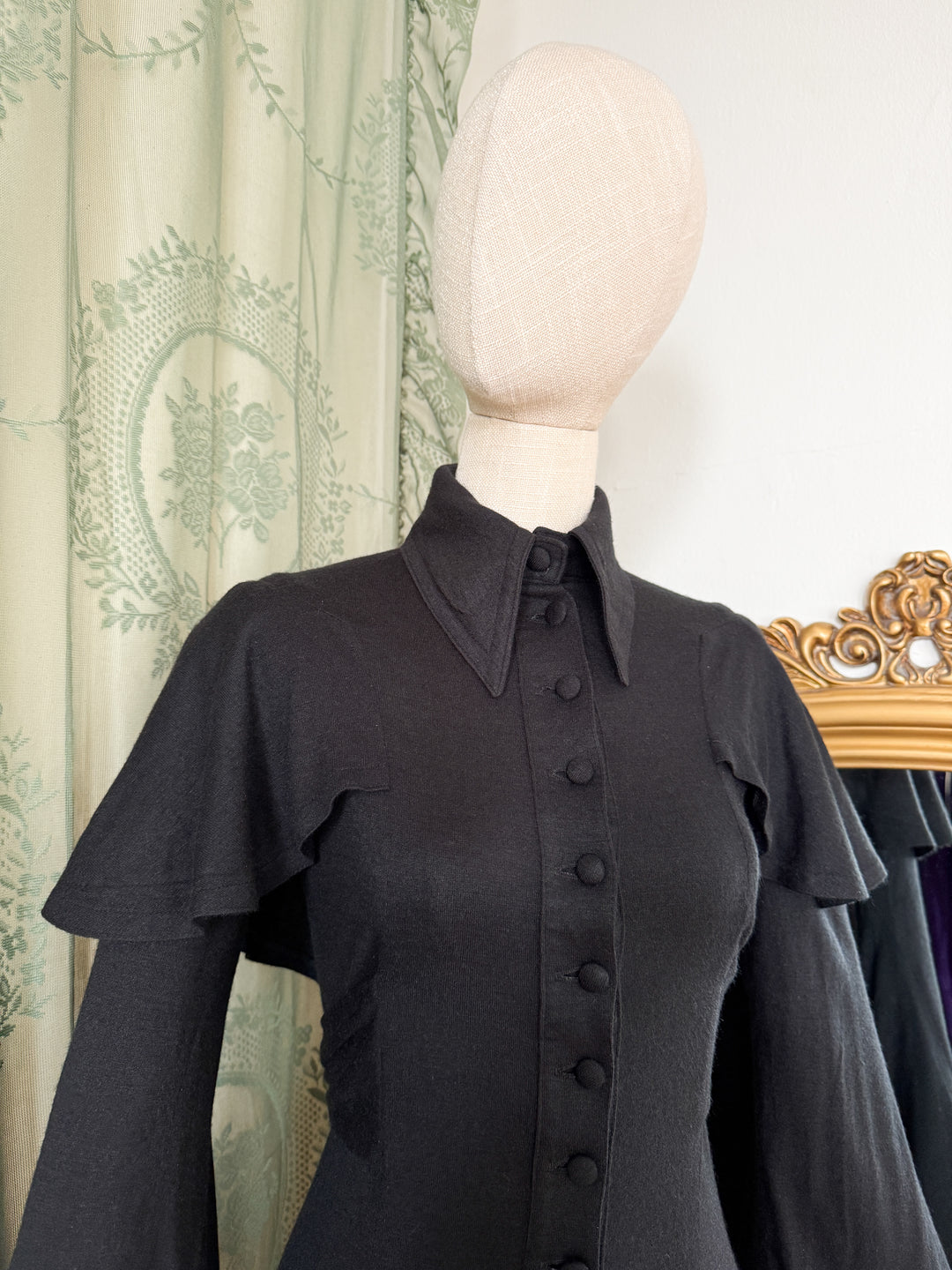 BAT OUT OF HELL ~ PRECIOUSLY RARE HOLY GRAIL WOOL OSSIE CLARK LATE 1960S EARLY 1970S QUORUM MIDI DRESS
