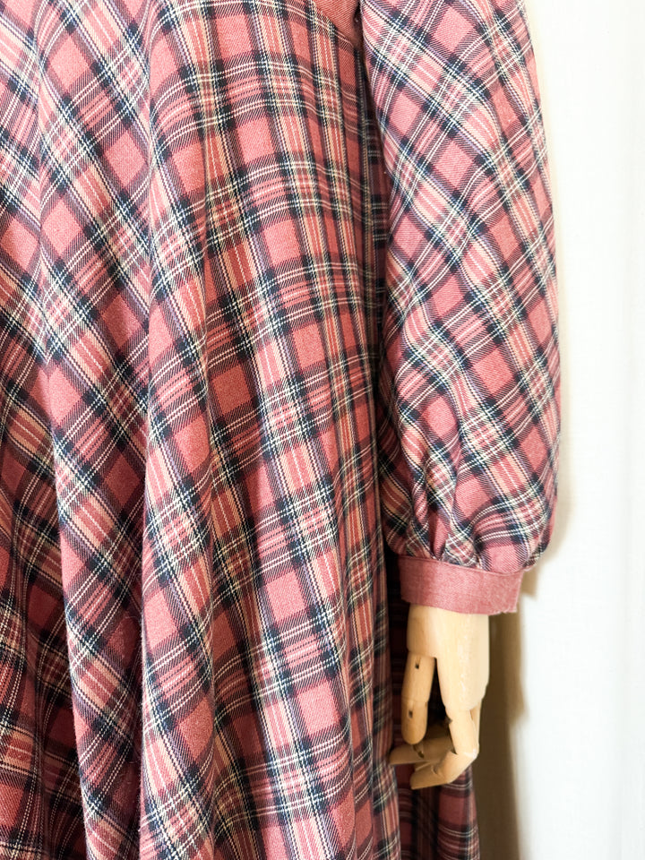 Beautiful Rare Handmade 70s Wool Plaid Maxi Dress