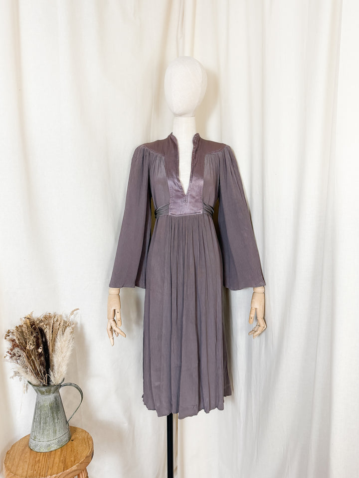 Precious Holy Grail Rare Ossie Clark for Radley Mauve Satin Midi Dress