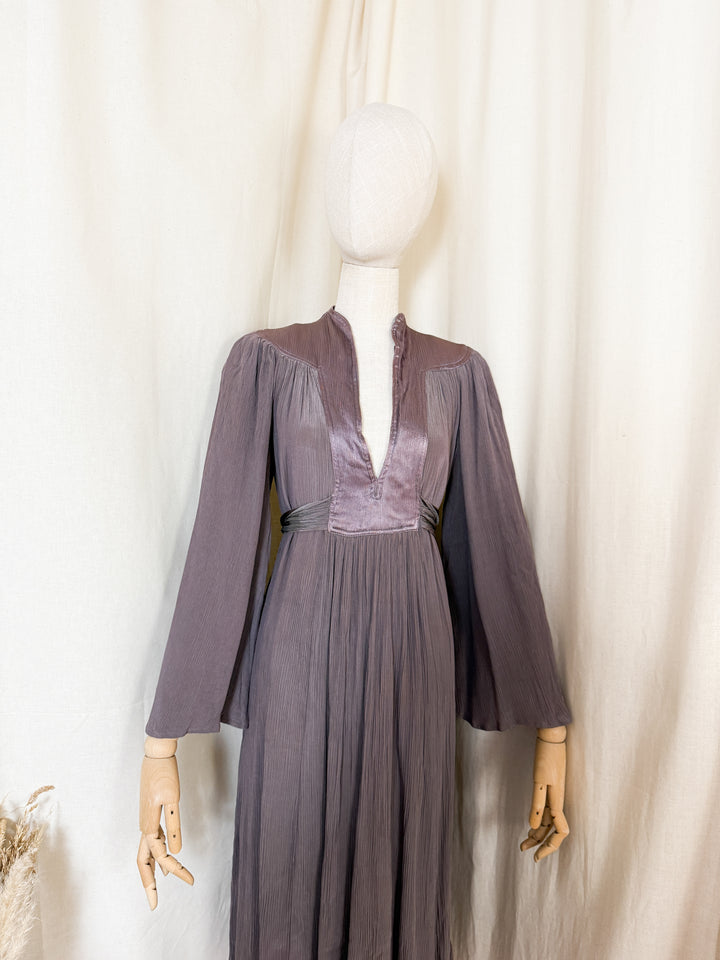 Precious Holy Grail Rare Ossie Clark for Radley Mauve Satin Midi Dress